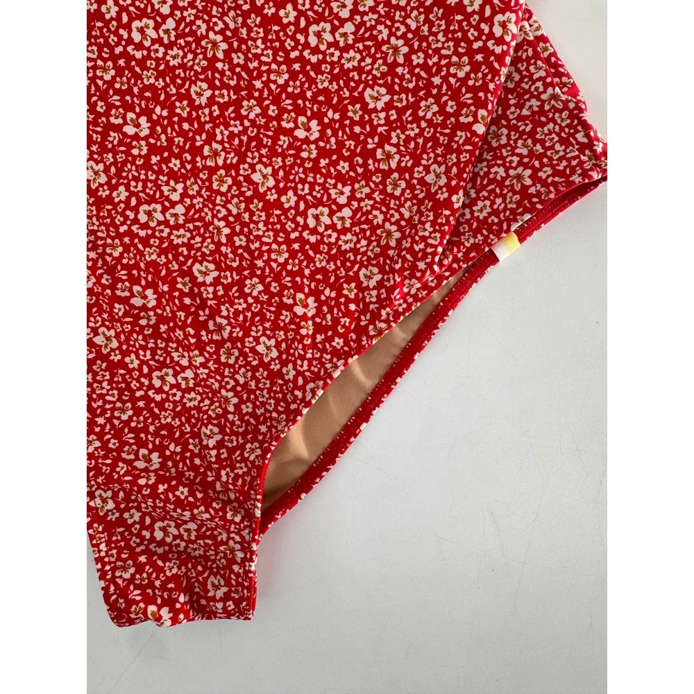 Summersalt The‎ Ruffle Backflip Women Size 12 Red Floral One Piece Swimsuit